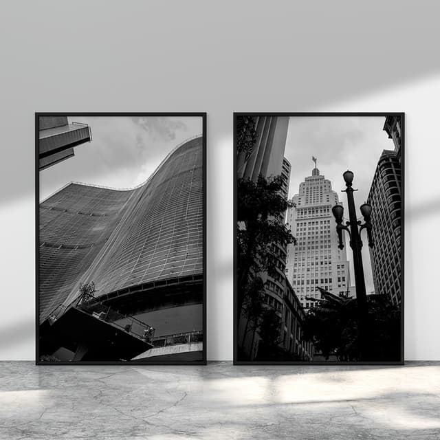 Kit Quadros Decorativos Cidades São Paulo Preto e Branco