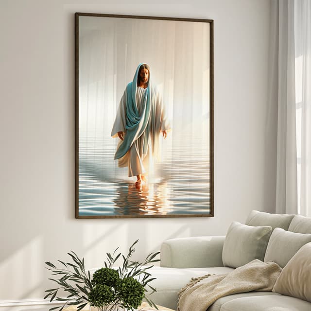 Quadro Decorativo Religiosos Jesus Caminhando sobre as águas